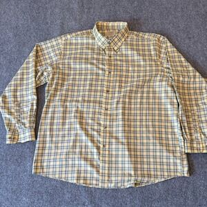 LL‎ Bean Mens XXL Regular Plaid Button Down Shirt Long Sleeve Cotton Blend
